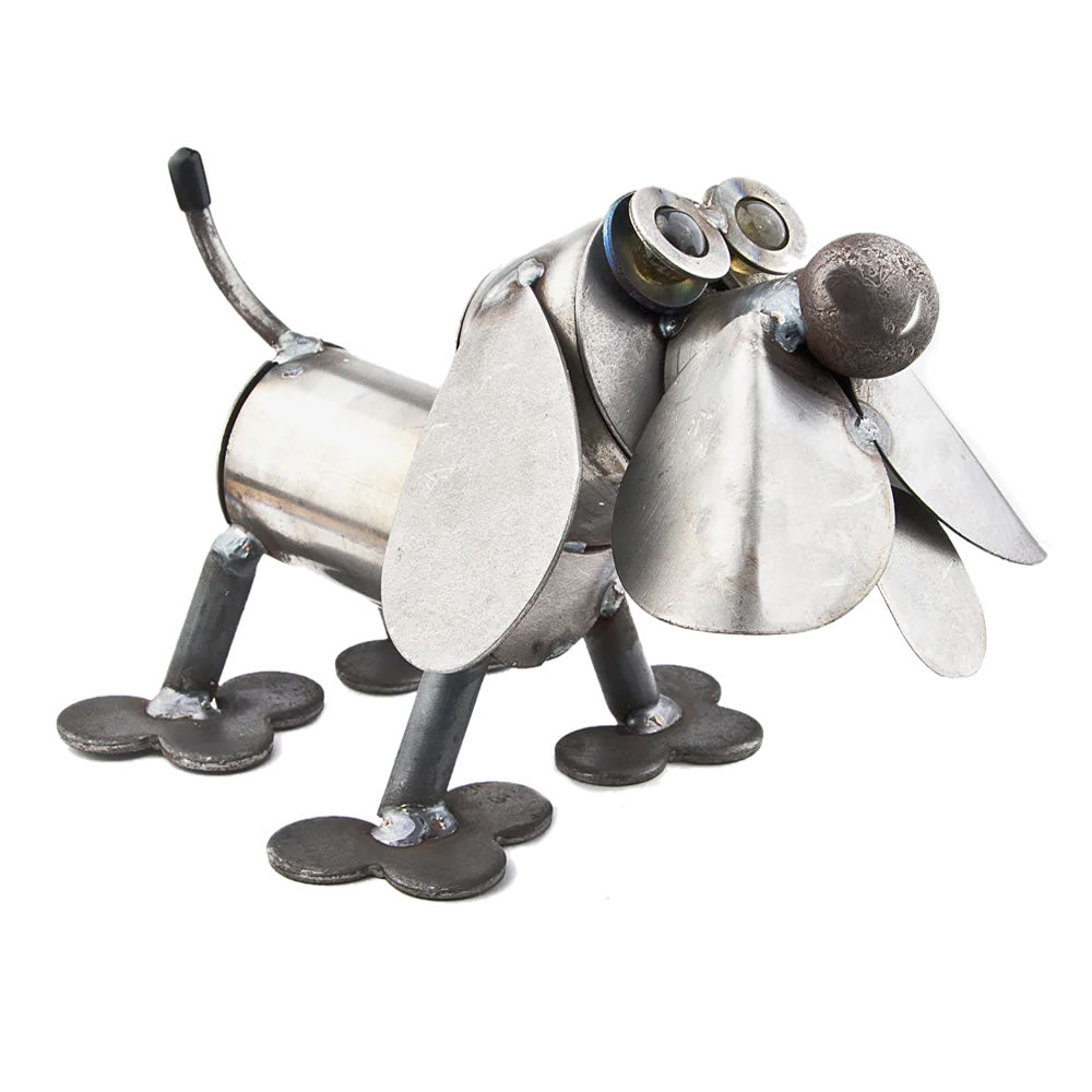Tiny Hound Metal Dog Sculpture