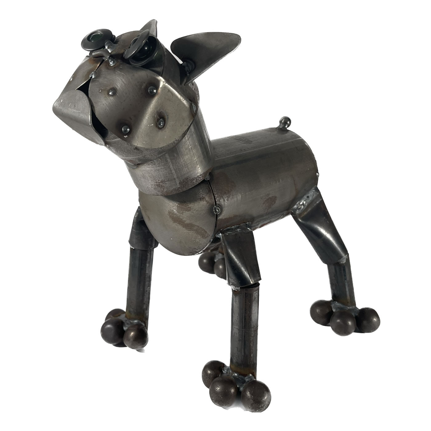 Metal Boston Terrier Dog Sculpture, Medium