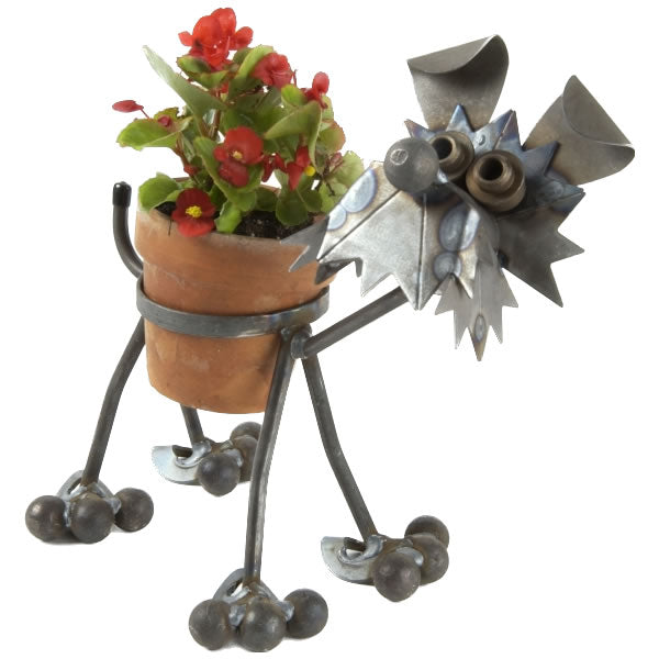 Metal Terrier Flower Pot Holder